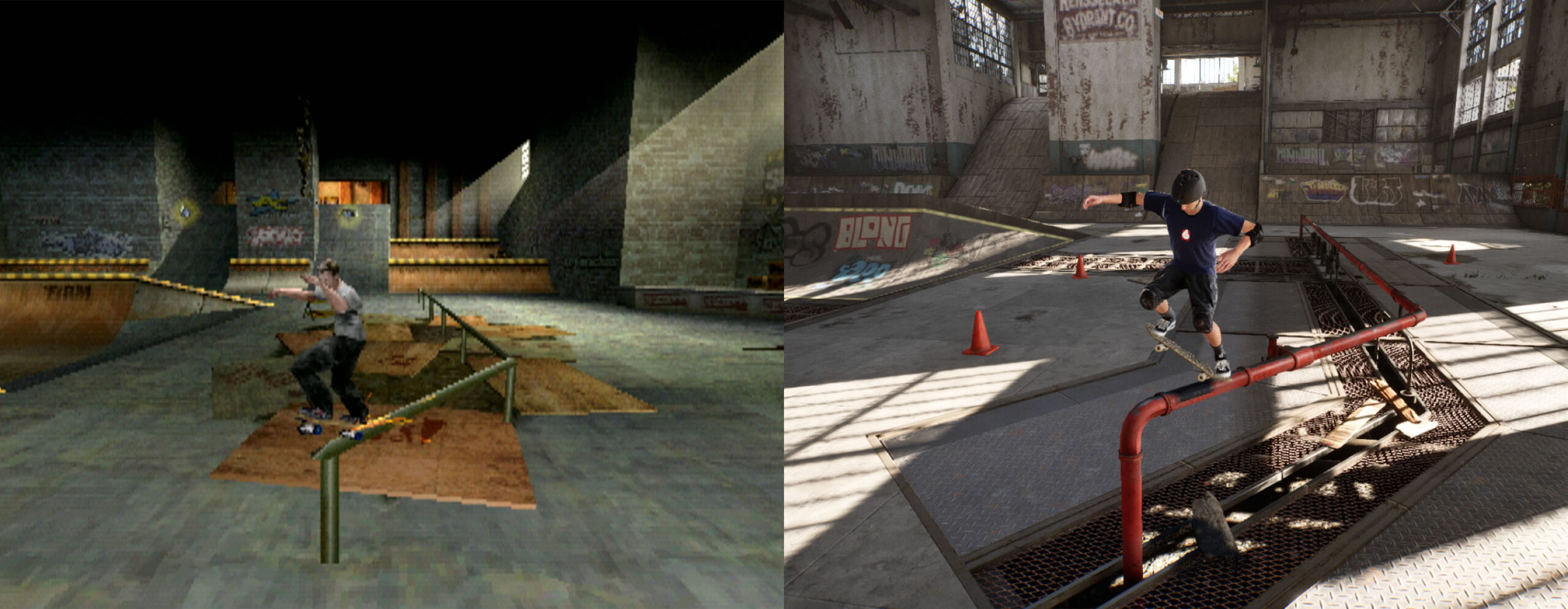 Tony Hawk's Pro Skater 1+2 - Comparação de gráficos