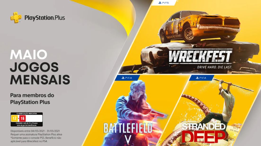 PlayStation Plus de maio é revelado com Battlefield V, Stranded Deep e Wreckfest Coletivo Nerd