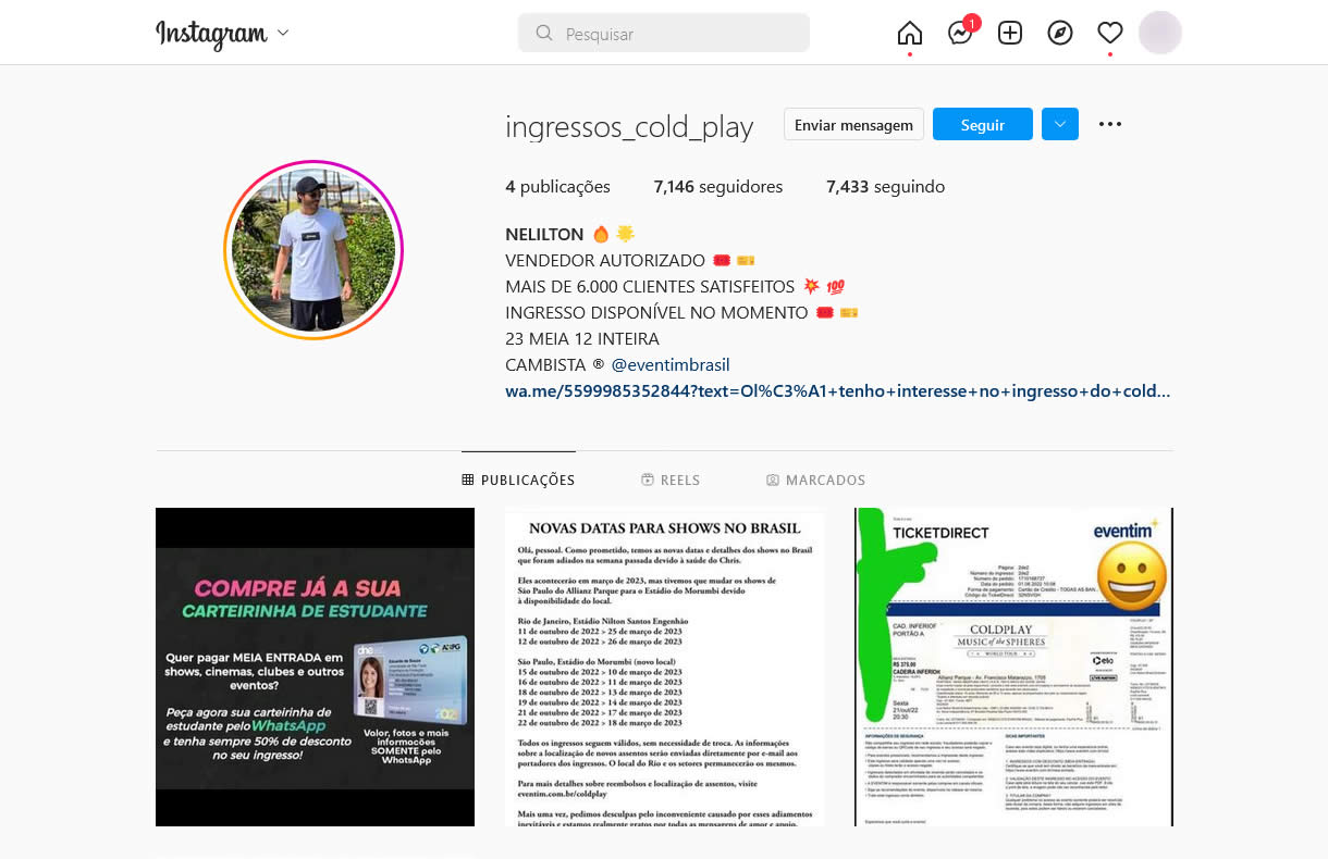 Cambista show Coldplay